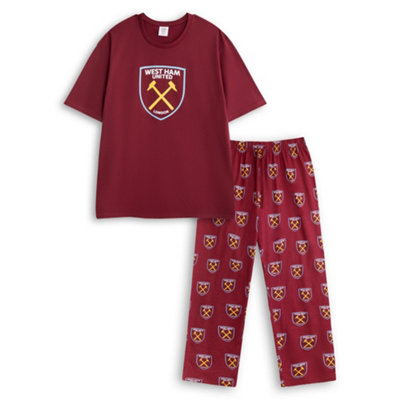B&Q -  West Ham United Unisex Red Logo Short Sleeve Long Leg Pyjama Set (Large) - Image 3
