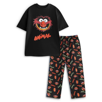Vanilla Underground Disney Mens Black Muppets Short Sleeve Long Leg Pyjama Set (Large)
