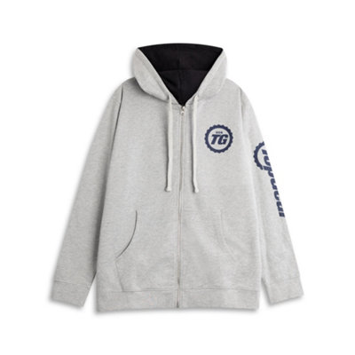 B&Q -  Top Gear Unisex Grey Logo Zip Up Hoodie (Medium)