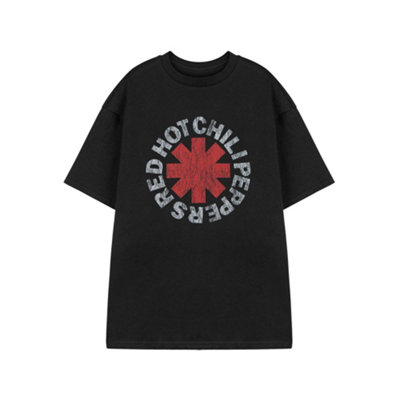 B&Q -  Red Hot Chili Peppers Unisex Black Logo T-Shirt Short Sleeved T-Shirt (Medium)