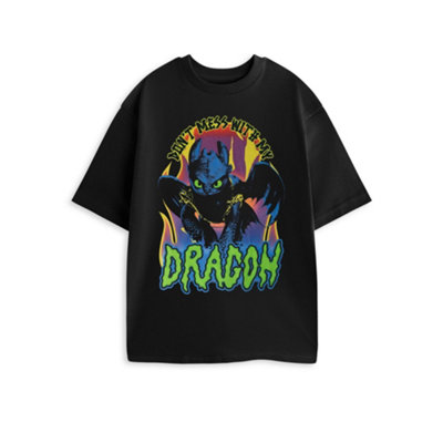 B&Q -  How To Train Your Dragon Unisex Black Don't Mess With My Dragon Short Sleeved T-Shirt (Large)