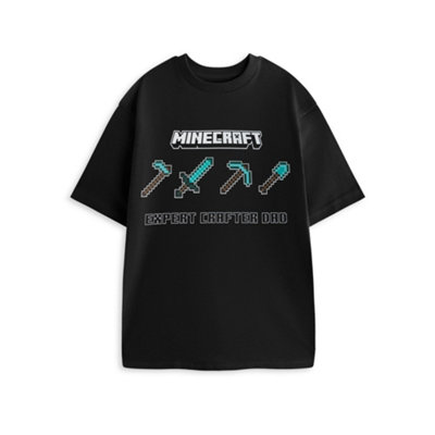 B&Q -  Minecraft Mens Black Expert Crafter Dad Short Sleeved T-Shirt (Small)