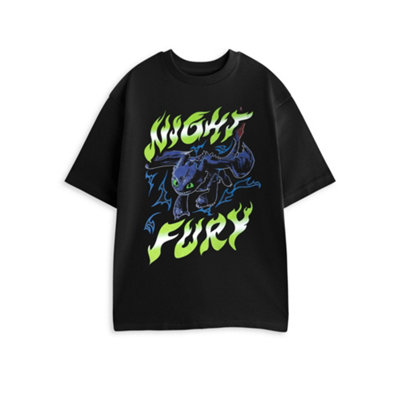 B&Q -  How To Train Your Dragon Mens Black Night Fury Short Sleeved T-Shirt (Large)