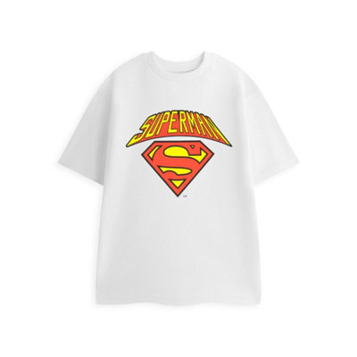 B&Q -  Dc Comics Mens White Colligate Logo Short Sleeved T-Shirt (X-Large)