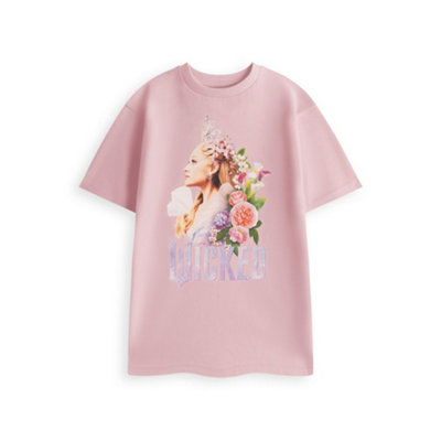 B&Q -  Wicked Womens Pink Floral Glinda Short Sleeved T-Shirt (Xxx-Large)