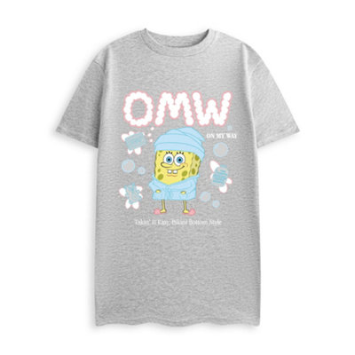 B&Q -  Spongebob Squarepants Womens Grey On My Way Short Sleeved T-Shirt (X-Large)