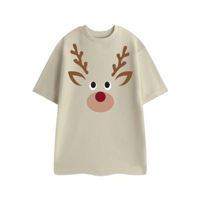 Vanilla Underground Show Me The Merch Unisex Beige Reindeer Short Sleeved T-Shirt (Large) from B&Q