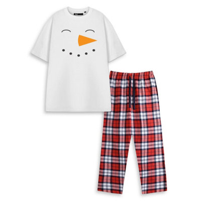 Vanilla Underground Show Me The Merch Unisex White Snowman  Short Sleeve Long Leg Pyjama Set (Small) from B&Q