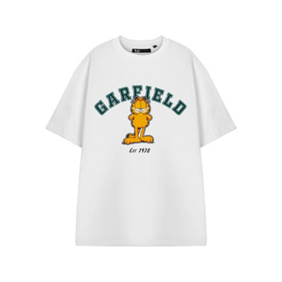 B&Q -  Garfield Unisex White College T-Shirt Short Sleeved T-Shirt (X-Large)