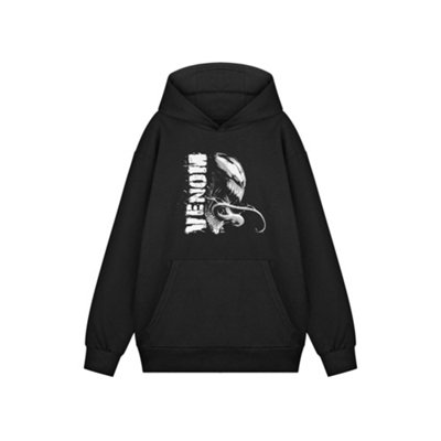 B&Q -  Marvel Mens Black Black And White Hoodie (X-Large)