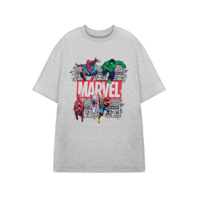 Vanilla Underground Marvel Mens Grey Comic Style Short Sleeved T-Shirt (Small) from B&Q
