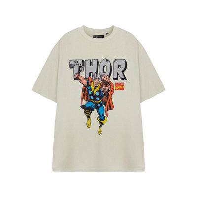 B&Q -  Marvel Mens Beige Mighty Thor Short Sleeved T-Shirt (X-Large)