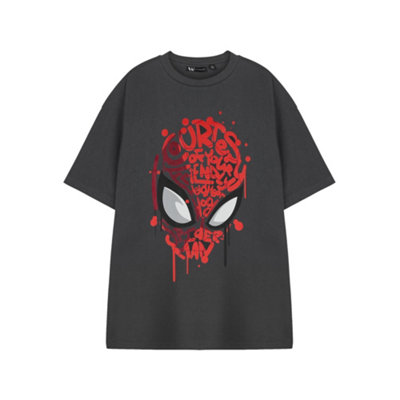 B&Q -  Marvel Mens Grey Friendly Neighbourhood Spiderman Short Sleeved T-Shirt (Large)