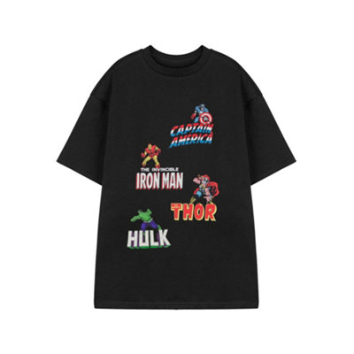 B&Q -  Marvel Mens Black Multi Character Short Sleeved T-Shirt (Xx-Large)