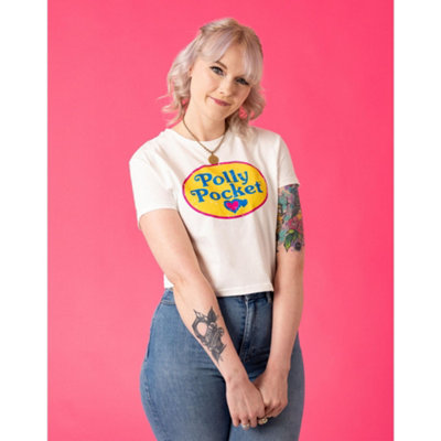 Vanilla Underground Polly Pocket Womens White Retro Logo Cropped Short Sleeved T-Shirt (Xxx-Large) from B&Q