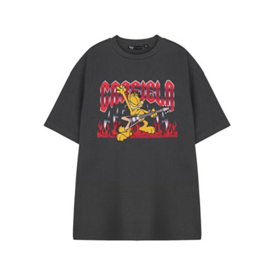 B&Q -  Garfield Unisex Grey Guitar Short Sleeved T-Shirt (Medium)
