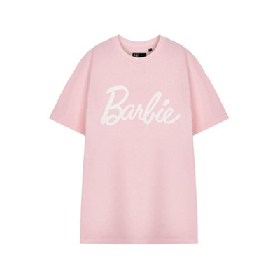 B&Q -  Barbie Womens Pink White Logo Short Sleeved T-Shirt (Large)