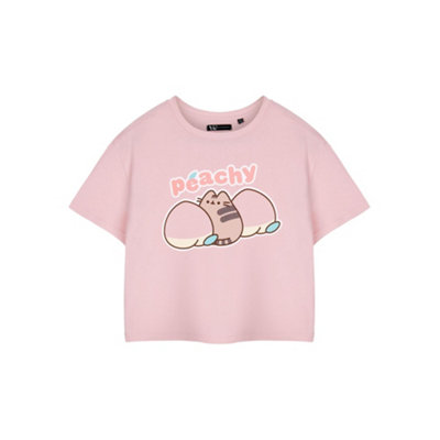 Vanilla Underground Pusheen Womens Pink Peachy Cropped Short Sleeved T-Shirt (X-Large) from B&Q