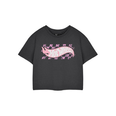 Vanilla Underground Hot Wheels Womens Grey Pastel Logo Cropped Short Sleeved T-Shirt (Xx-Large) from B&Q