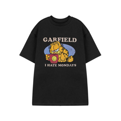 B&Q -  Garfield Mens Black I Hate Mondays Short Sleeved T-Shirt (Small)