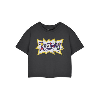 Vanilla Underground Rugrats Womens Grey Retro Logo Crop Cropped Short Sleeved T-Shirt (Xxx-Large) from B&Q