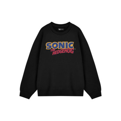 B&Q -  Sonic The Hedgehog Mens Black Distressed Logo Sweatshirt (X-Large)