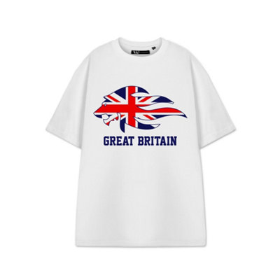 B&Q -  Show Me The Merch Unisex White Great Britain Short Sleeved T-Shirt (Medium)