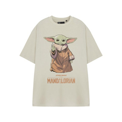 Vanilla Underground Star Wars The Mandalorian Mens Beige Grogu Short Sleeved T-Shirt (Medium) from B&Q