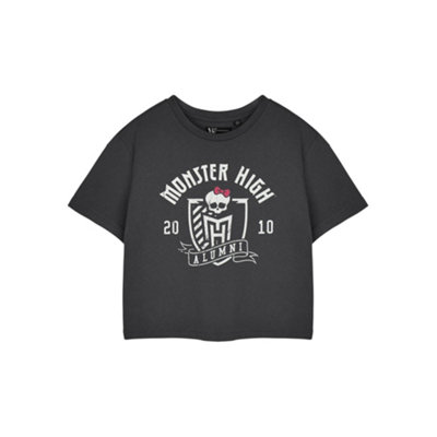 Vanilla Underground Monster High Womens Grey Alumni Cropped Short Sleeved T-Shirt (Medium) from B&Q