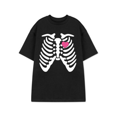 Vanilla Underground Show Me The Merch Womens Black Ribcage Short Sleeved T-Shirt (Small) from B&Q