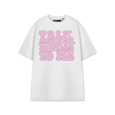 Vanilla Underground Show Me The Merch Womens White Talk Thirty To Me Short Sleeved T-Shirt (Large) from B&Q