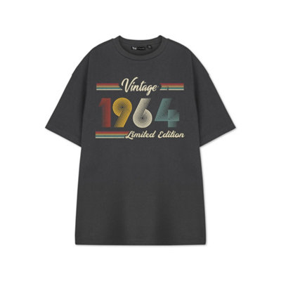 B&Q -  Show Me The Merch Unisex Grey Vintage 1964 Short Sleeved T-Shirt (Large)