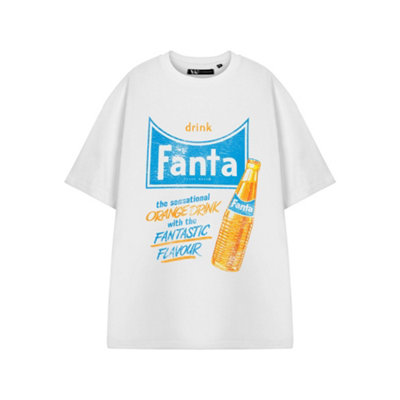 B&Q -  Coca Cola Unisex White Fanta Orange Drink Short Sleeved T-Shirt (Large)