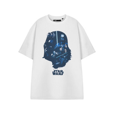 B&Q -  Star Wars Mens White Darth Vader Head Short Sleeved T-Shirt (Medium)