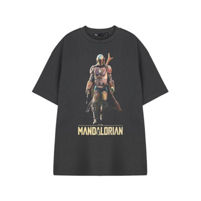 B&Q -  Star Wars Mens Grey The Mandalorian Short Sleeved T-Shirt (Medium)