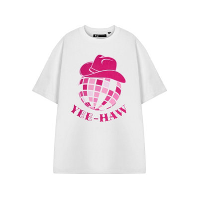 B&Q -  Show Me The Merch Womens White Yee-Haw Short Sleeved T-Shirt (Medium)