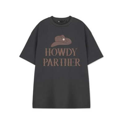 Vanilla Underground Show Me The Merch Mens Grey Howdy Partner Short Sleeved T-Shirt (Small) from B&Q