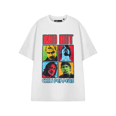 Vanilla Underground Red Hot Chili Peppers Unisex White Squares Short Sleeved T-Shirt (Small) from B&Q