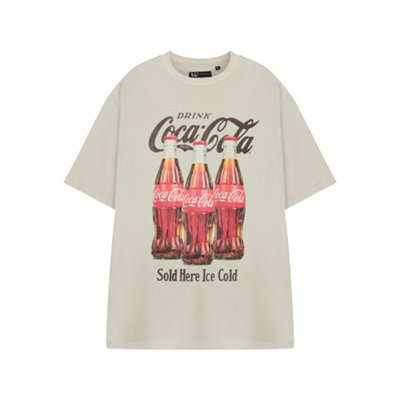 Vanilla Underground Coca Cola Unisex Beige Sold Here Ice Cold Short Sleeved T-Shirt (Medium) from B&Q