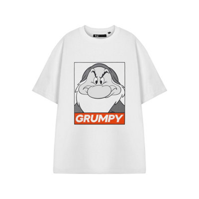 B&Q -  Disney Snow White & The Seven Dwarfs Mens White Grumpy Short Sleeved T-Shirt (X-Large)