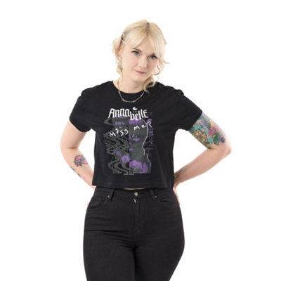 B&Q -  Annabelle Womens Black Character Cropped Short Sleeved T-Shirt (Small)