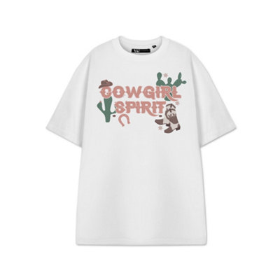 B&Q -  Show Me The Merch Womens White Cowgirl Spirit Short Sleeved T-Shirt (Large)