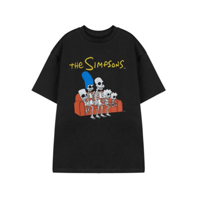 B&Q -  The Simpsons Mens Black Skeleton Couch Short Sleeved T-Shirt (X-Large)