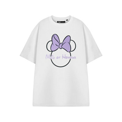 Vanilla Underground Disney Minnie Mouse Womens White Maid Of Honour Hen Party Short Sleeved T-Shirt (Medium) from B&Q