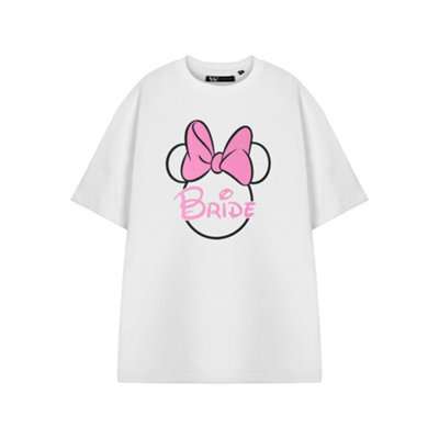B&Q -  Disney Minnie Mouse Womens White Bride Hen Party Short Sleeved T-Shirt (X-Large)