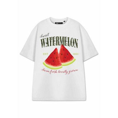 Vanilla Underground Show Me The Merch Womens White Watermelon Short Sleeved T-Shirt (X-Large) from B&Q