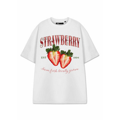 Vanilla Underground Show Me The Merch Womens White Strawberry Short Sleeved T-Shirt (Medium) from B&Q