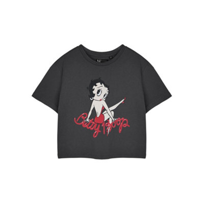 B&Q -  Betty Boop Womens Grey Leg Cropped Short Sleeved T-Shirt (Medium)