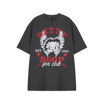 B&Q -  Betty Boop Womens Grey Fan Club Short Sleeved T-Shirt (Small)