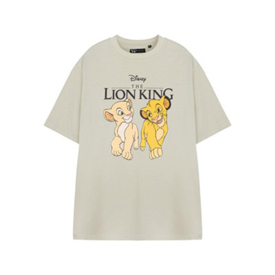 B&Q -  Disney The Lion King Womens Beige Simba & Nala Short Sleeved T-Shirt (Small)